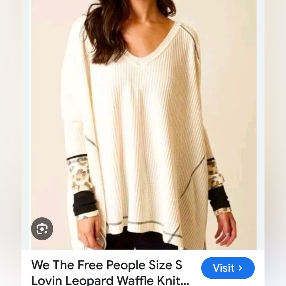 We the Free Lovin Leopard waffle knit top size S